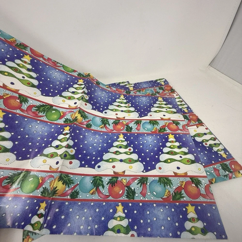 Vintage Christmas Wrapping Paper Gift‎ Wrap - Green Trees Ornament 12 - 19